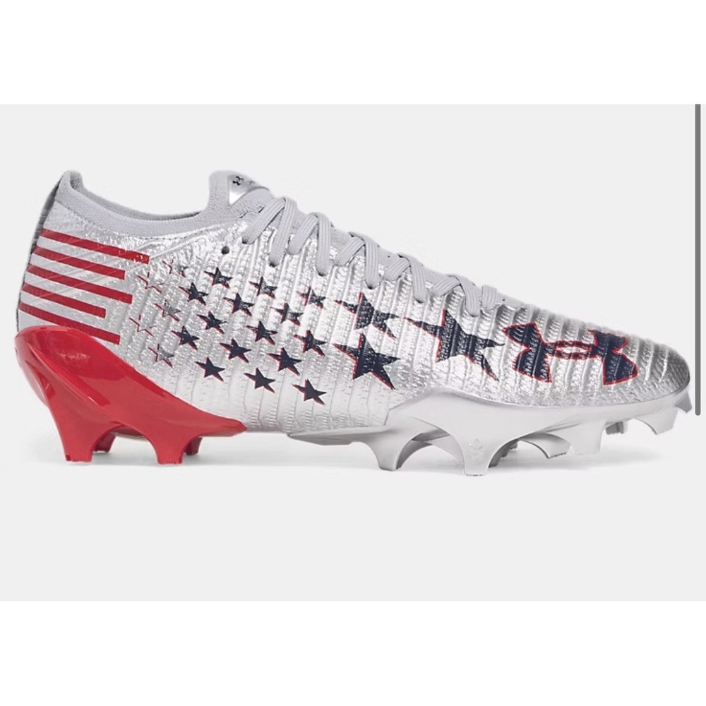 New Under Armour Blur Pro USA Men's Football Cleats Size 14 HOVR Metallic Silver